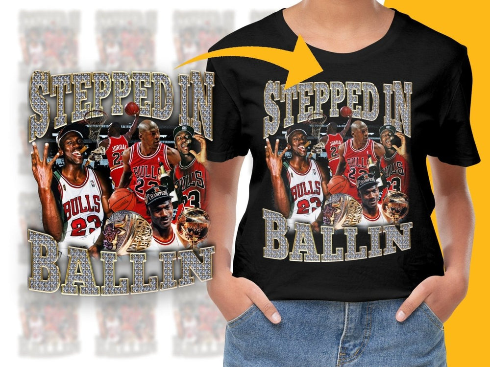 Stepped In Ballin Michael Jordan Chicago Bulls Retro Basketball Star Bootleg Graphic PNG File - Teepew
