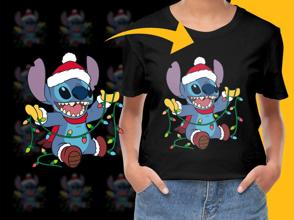 Stitch Christmas PNG File Festive Lights Adornment Fun - Teepew