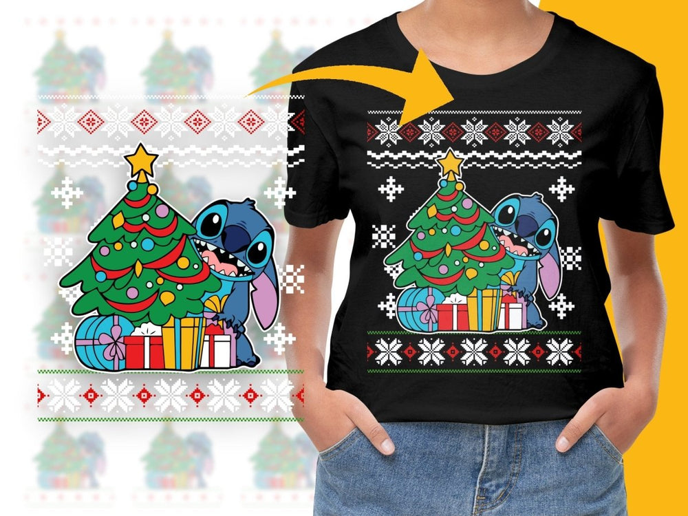 Stitch Christmas Tree and Gifts PNG File - Teepew