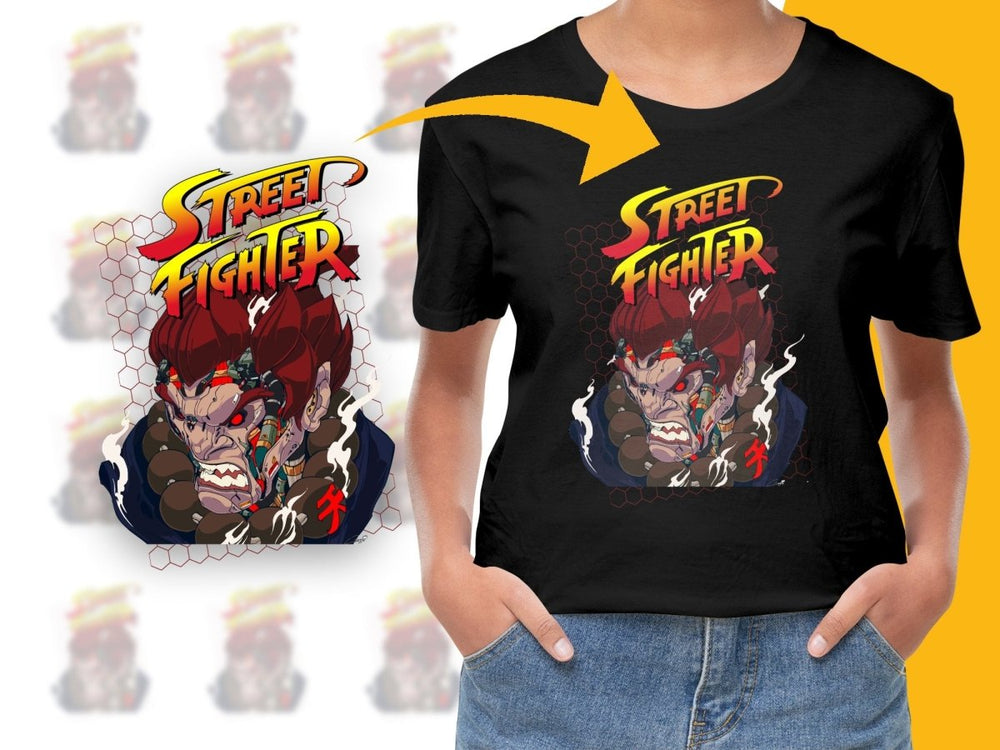Street Fighter Akuma Colorful Design Graphic PNG File - Teepew