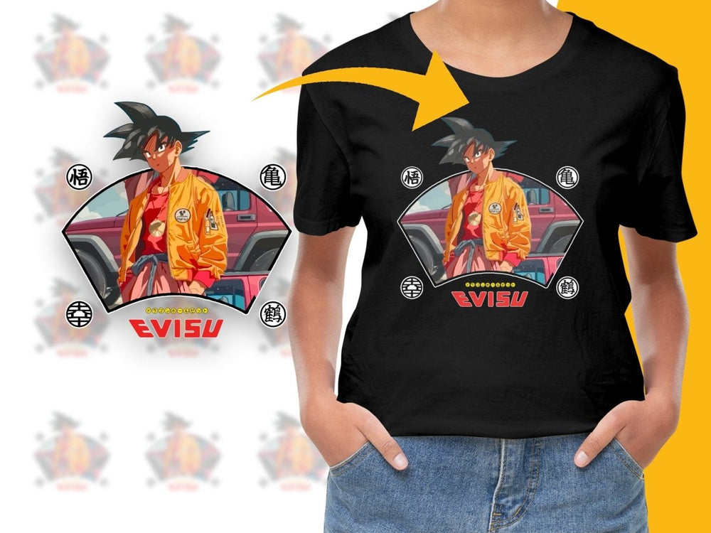 Street wear Brand Fan PNG File Featuring Goku in Iconic Orange Jacket - Teepew