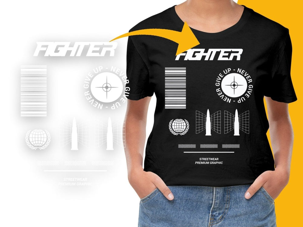 Streetwear Fighter Never Give Up PNG File - Teepew