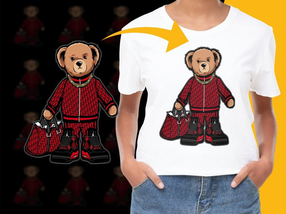 Streetwear Teddy Bear with Red Outfit PNG File - Teepew