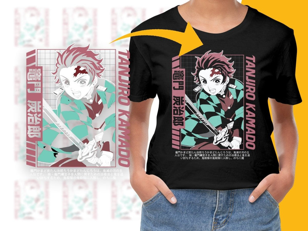Striking Tanjiro Kamado Graphic Design PNG File - Teepew
