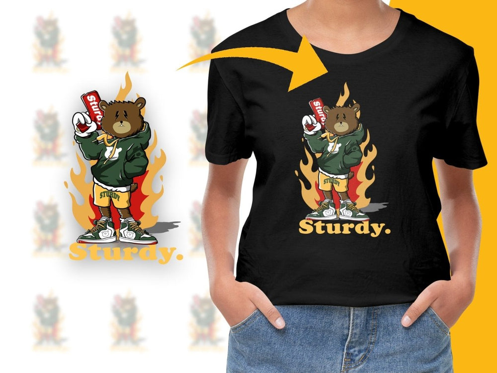 Sturdy Bear Holding a Drink Graphic Printed PNG File - Teepew