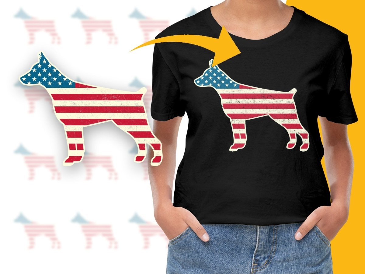 Stylish American Flag Doberman Silhouette PNG File - Teepew