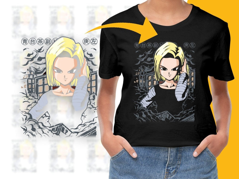 Stylish Android 18 Anime Cool Design Graphic PNG File - Teepew