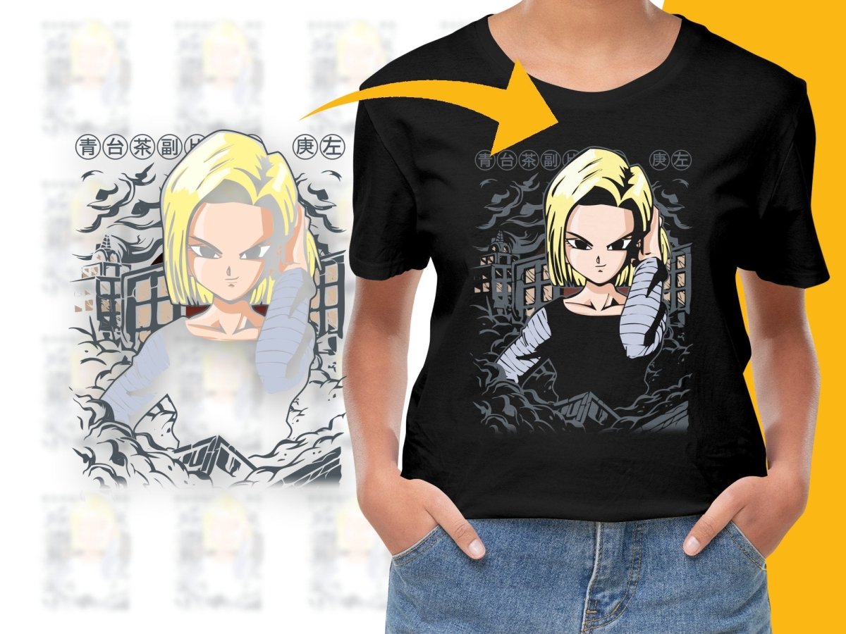 Stylish Android 18 Anime Cool Design Graphic PNG File - Teepew