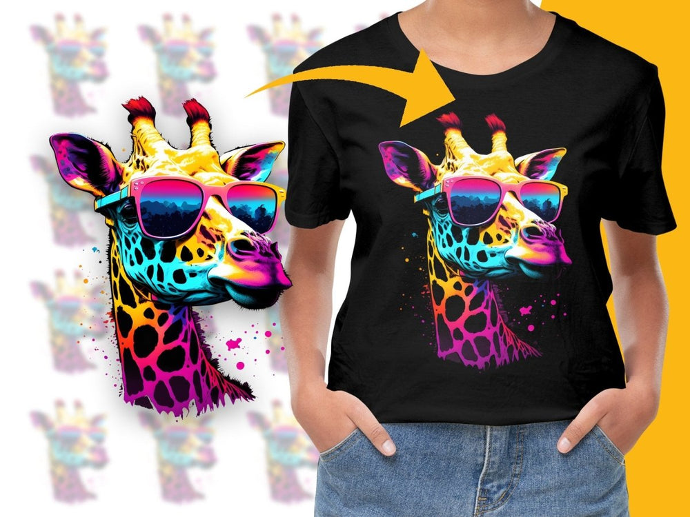 Stylish Colorful Giraffe Sunglasses Graphic Print PNG File - Teepew