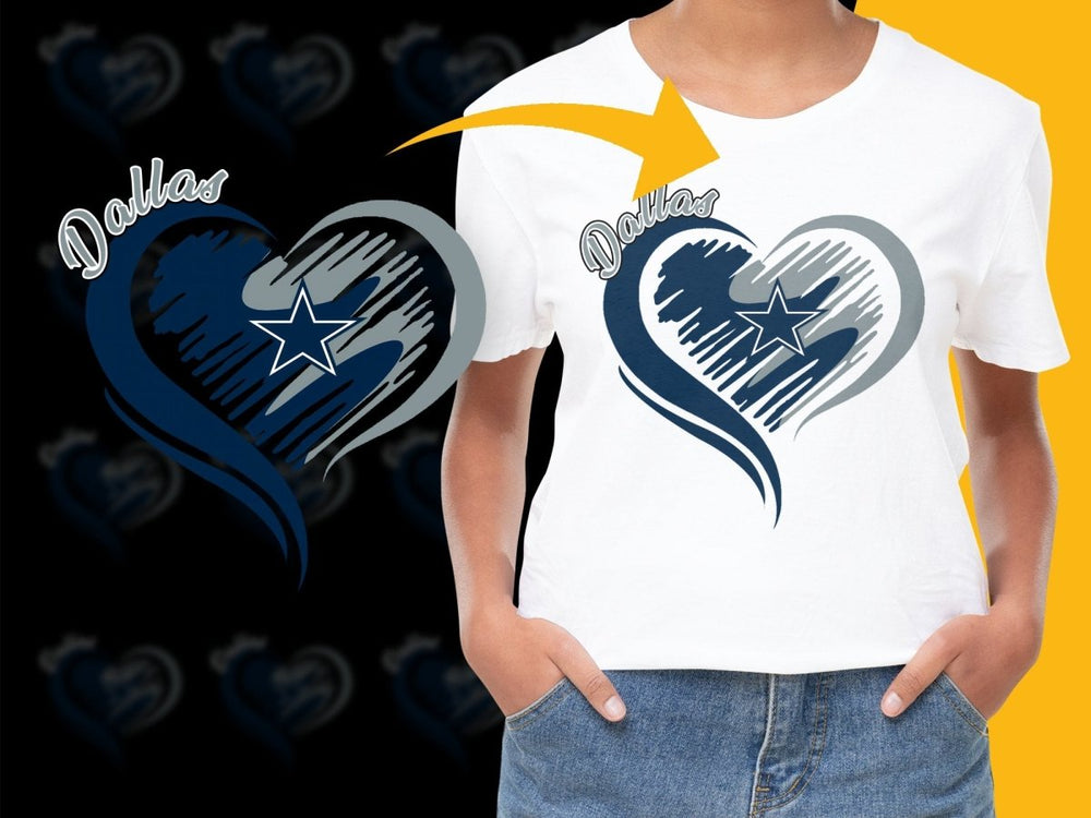 Stylish Dallas Cowboys Heart Design Graphic PNG File - Teepew