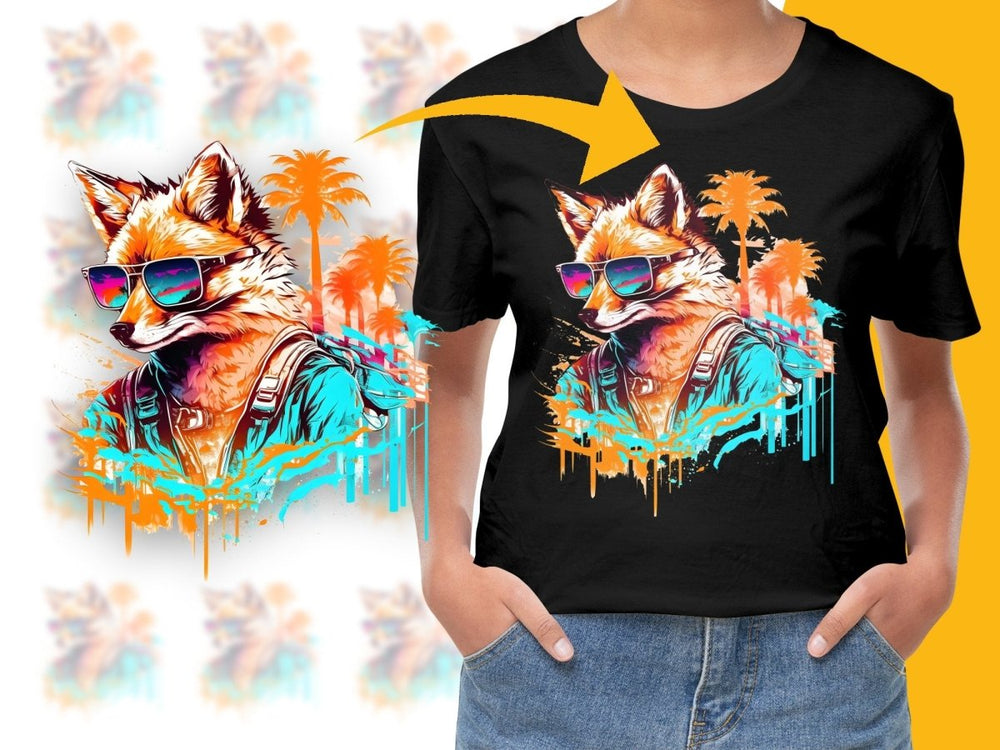 Stylish Fox with Sunglasses for Beach Vibes PNG File - Teepew