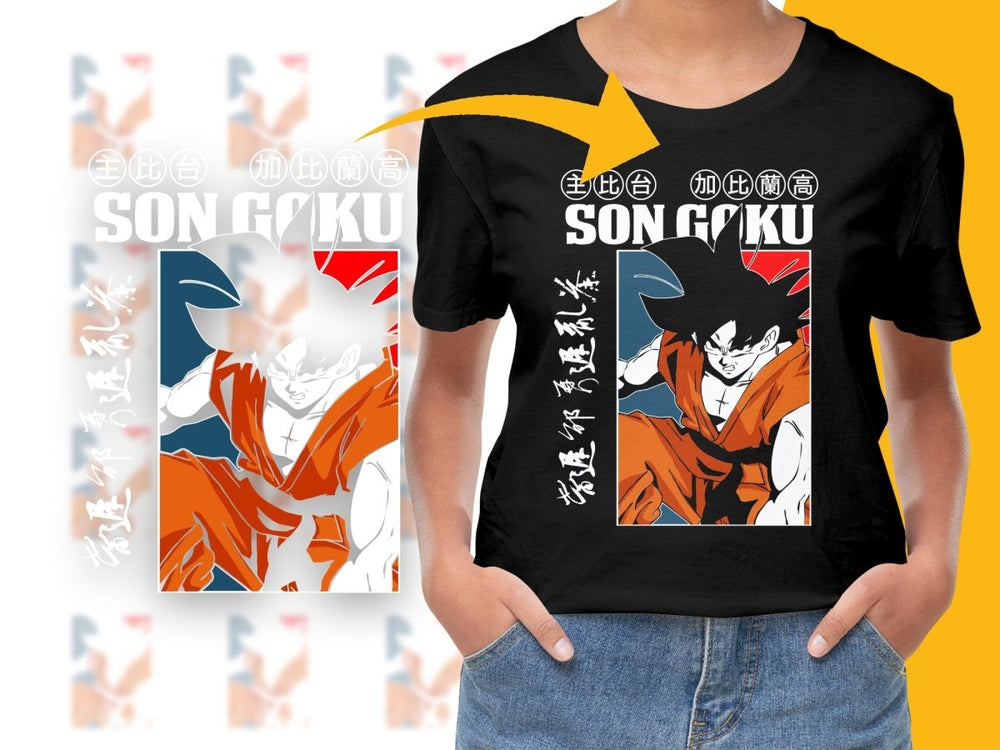 Stylish Goku Themed Graphic Design PNG File - Teepew
