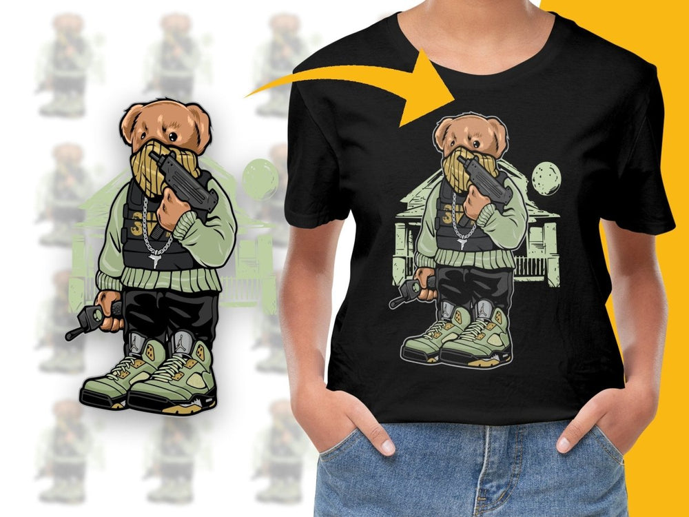 Stylish Graphic Bear with Gun Illustration PNG File - Teepew