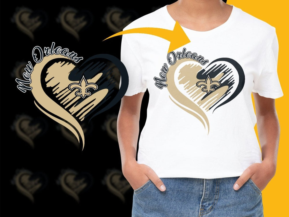 Stylish New Orleans Saints Heart Design PNG File - Teepew
