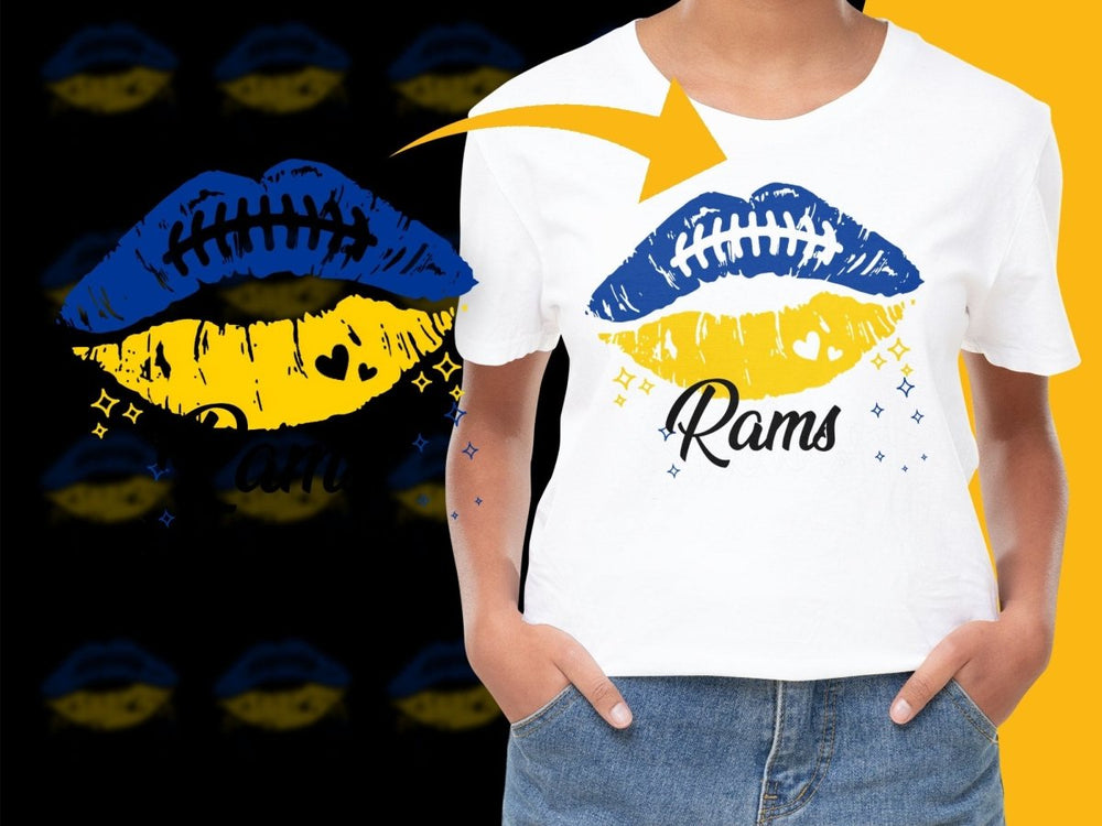 Stylish Rams Blue and Yellow Lips Graphic PNG File - Teepew