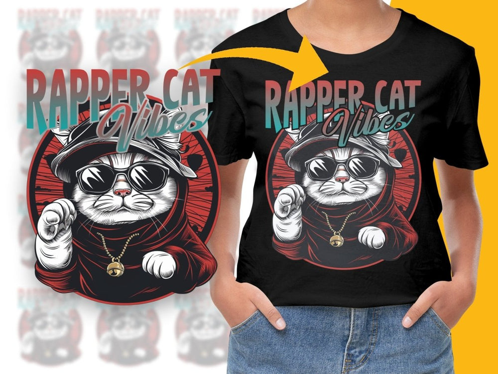 Stylish Rapper Cat Vibes Graphic Design PNG File - Teepew