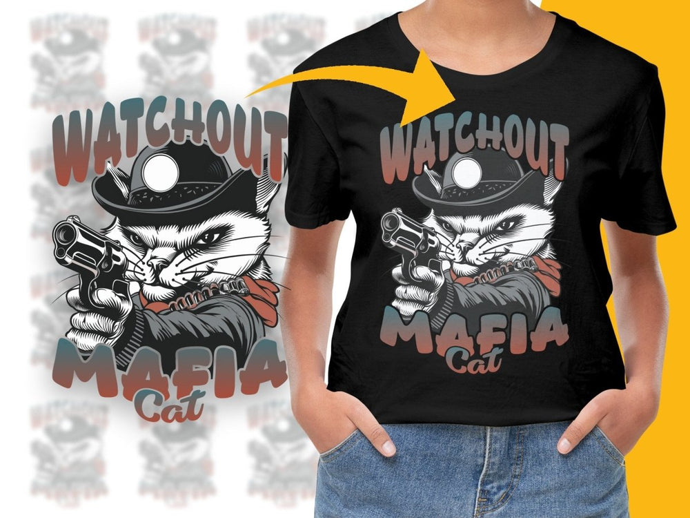 Stylish Watchout Mafia Cat Graphic PNG File - Teepew
