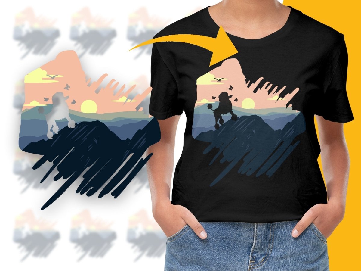 Stylized Poodle with Scenic Landscape Artwork PNG File - Teepew