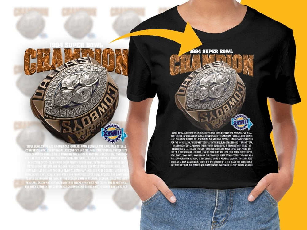 Super Bowl 1994 Dallas Cowboys Super Bowl XXVIII Champion PNG File - Teepew