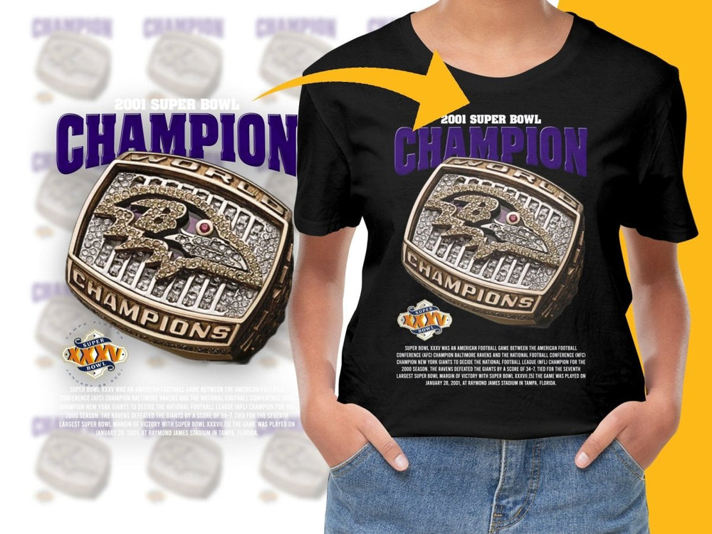 Super Bowl 2001 Champion Super Bowl XXXV World Champions PNG File - Teepew