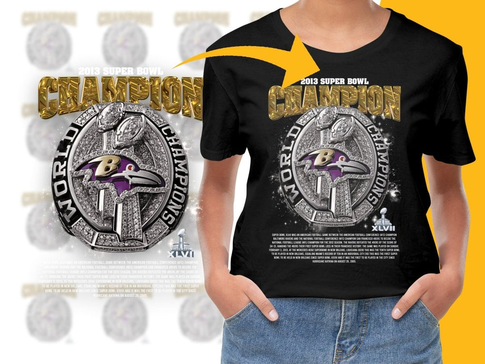 Super Bowl 2013 Champion World Champions Ravens XLVII PNG File - Teepew