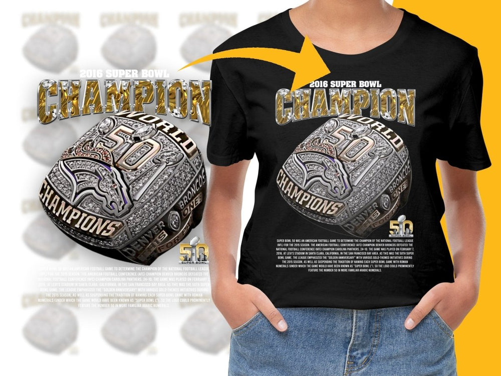 Super Bowl 2016 Champion World Broncos 50 Anniversary Style PNG File - Teepew