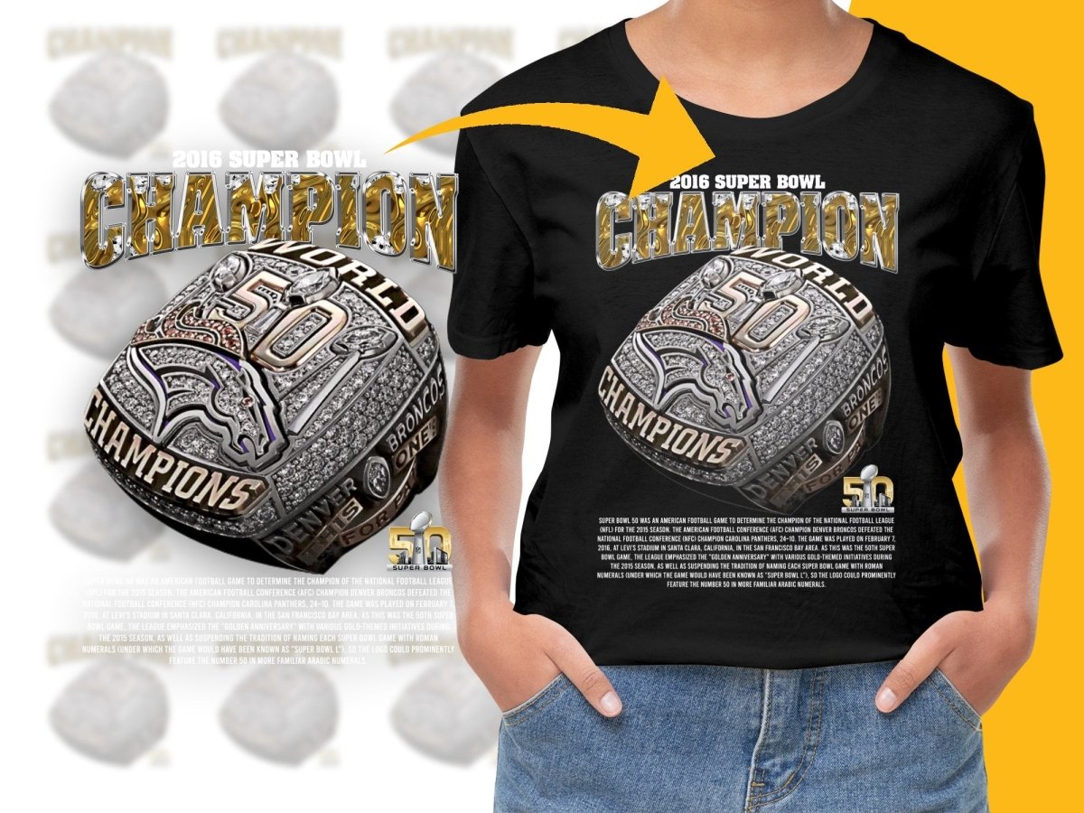 Super Bowl 2016 Champion World Broncos 50 Anniversary Style PNG File - Teepew