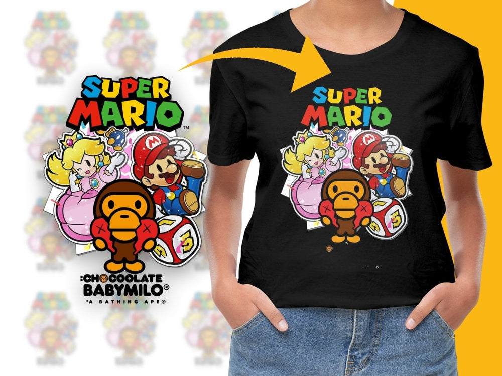 Super Mario and Baby Graphic Tee PNG File - Teepew