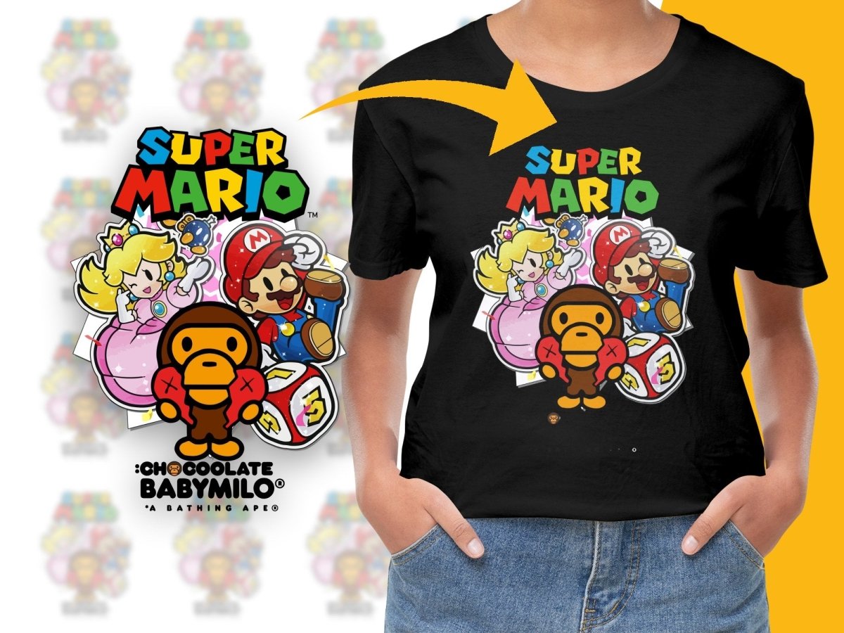 Super Mario and Baby Graphic Tee PNG File - Teepew