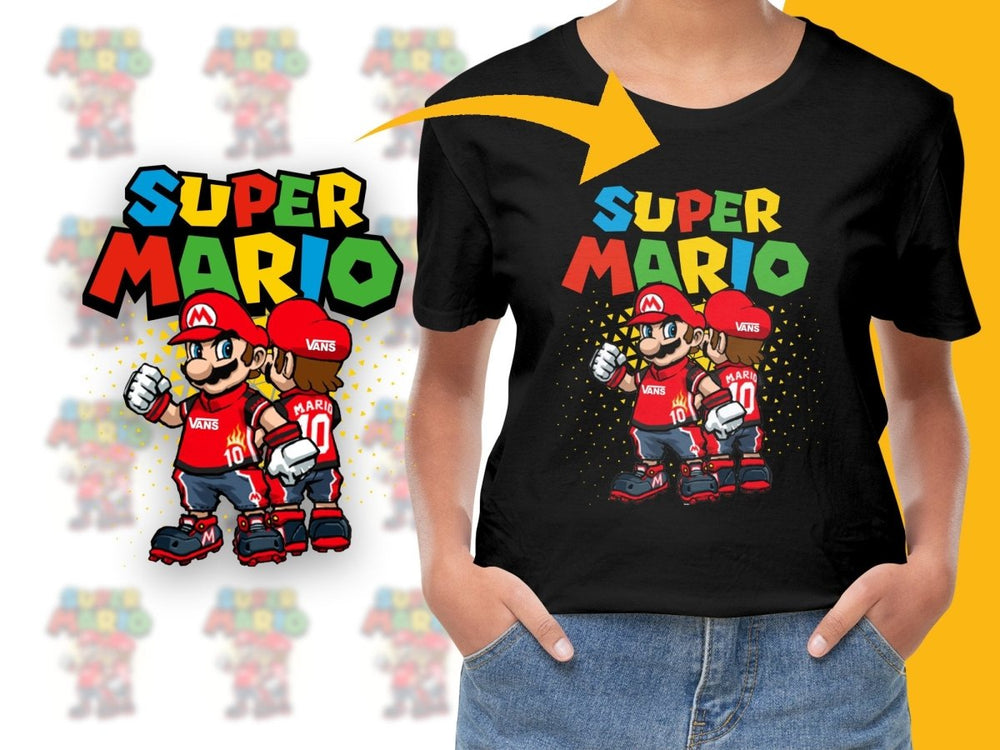 Super Mario Colorful Design Short Sleeve Casual PNG File - Teepew