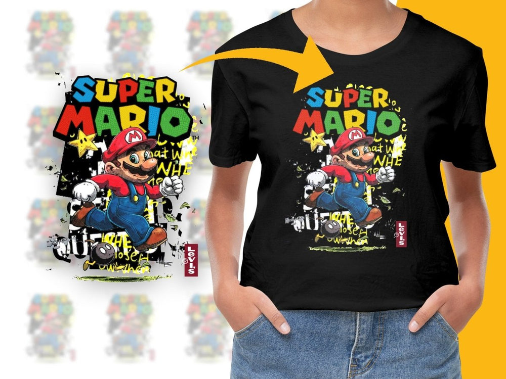 Super Mario Graphic Jeans Brand PNG File - Teepew