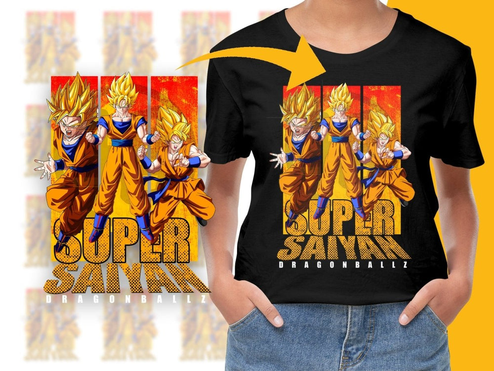 Super Saiyan Anime Graphic Short Sleeve PNG File - Teepew