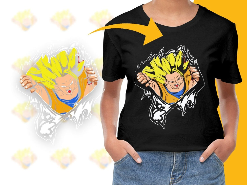 Super Saiyan Goku action packed design PNG File - Teepew