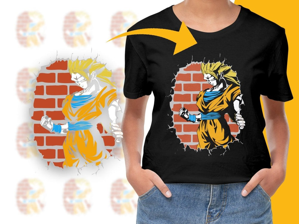 Super Saiyan Goku Breaking Brick Wall PNG File - Teepew