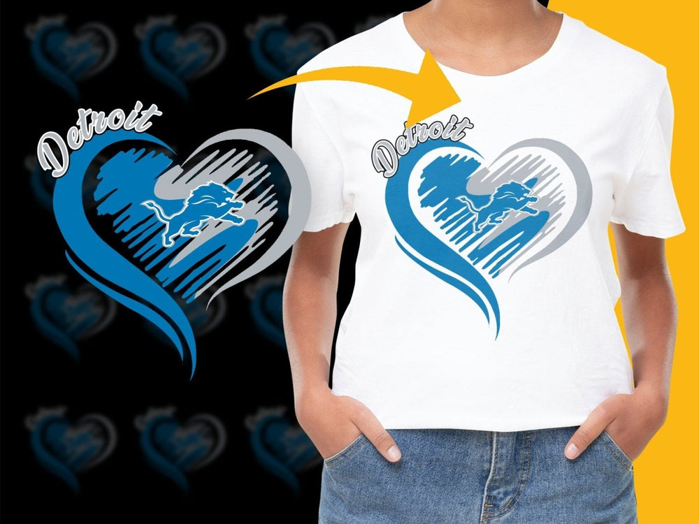 Support Detroit Lions with Stylish Heart PNG File - Teepew
