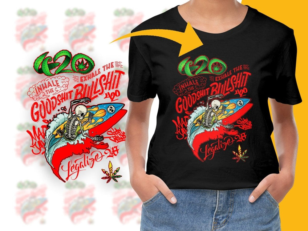 Surfing Skeleton Graphic 420 PNG File - Teepew