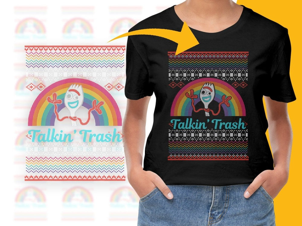 Talkin' Trash Christmas Rainbow Forky Design PNG File - Teepew