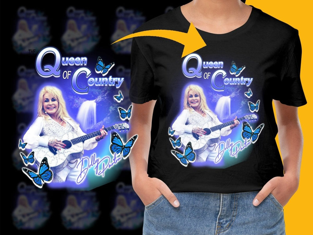 The Queen of Country Dolly Parton Waterfall Blue PNG File - Teepew