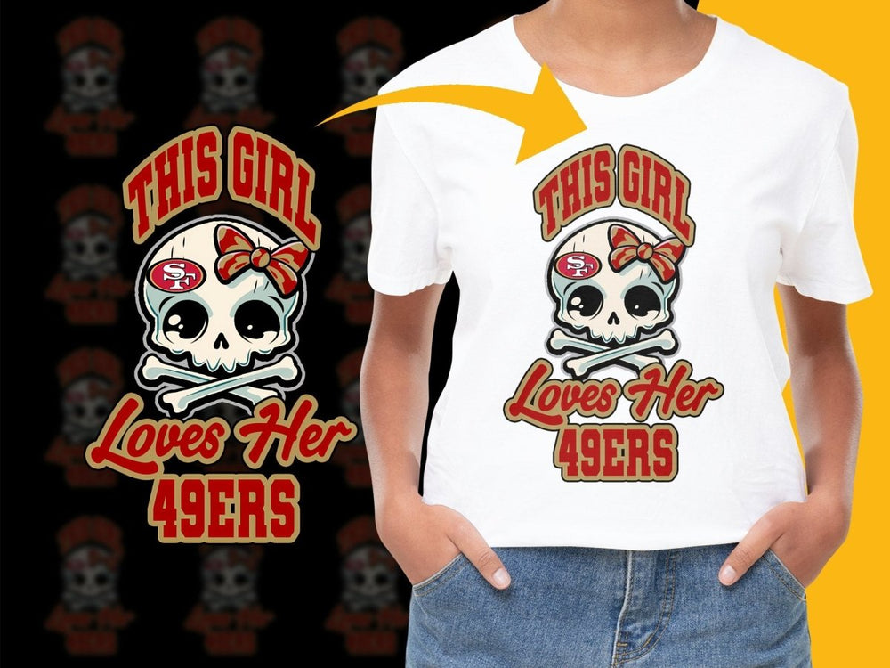 This Girl Loves Her 49ers Skull Bow PNG File - Teepew
