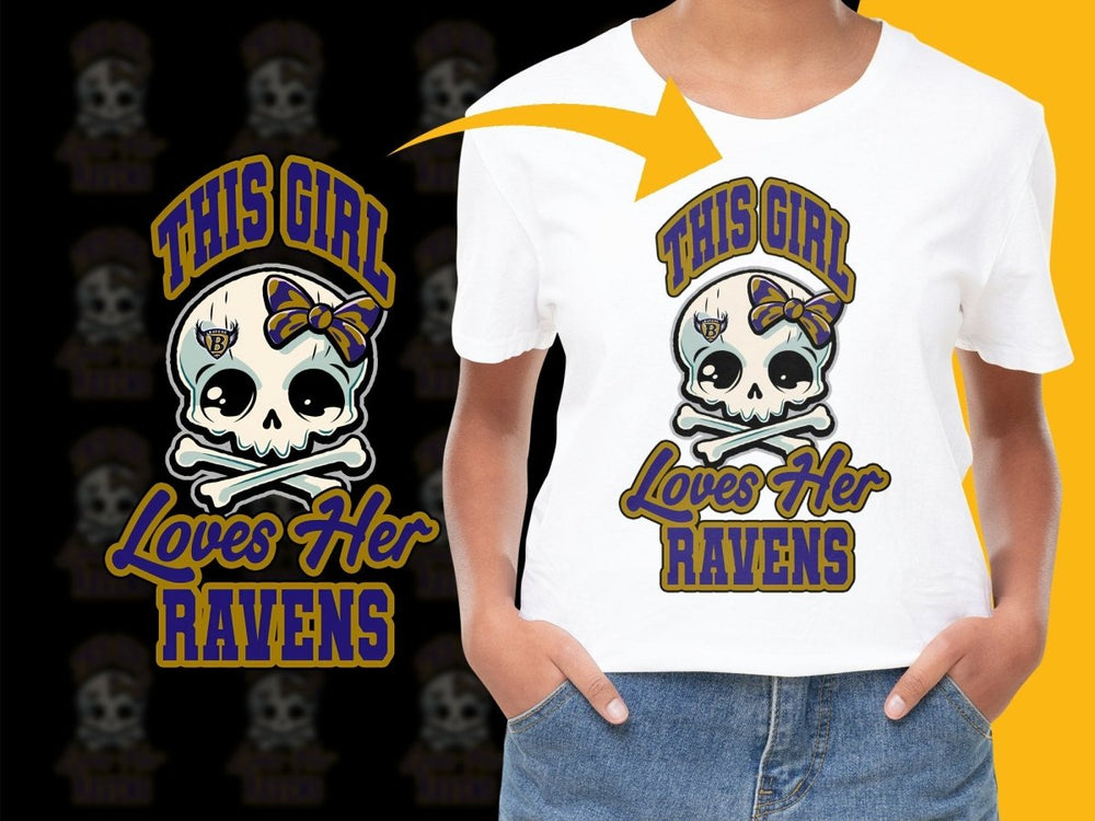 This Girl Loves Her Ravens Skull Graphic PNG File - Teepew
