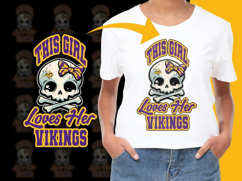 This Girl Loves Her Vikings Skull Graphic PNG File - Teepew