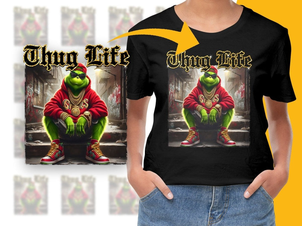 Thug Life Graphic T-Shirt with Cool Grinch Design PNG File - Teepew