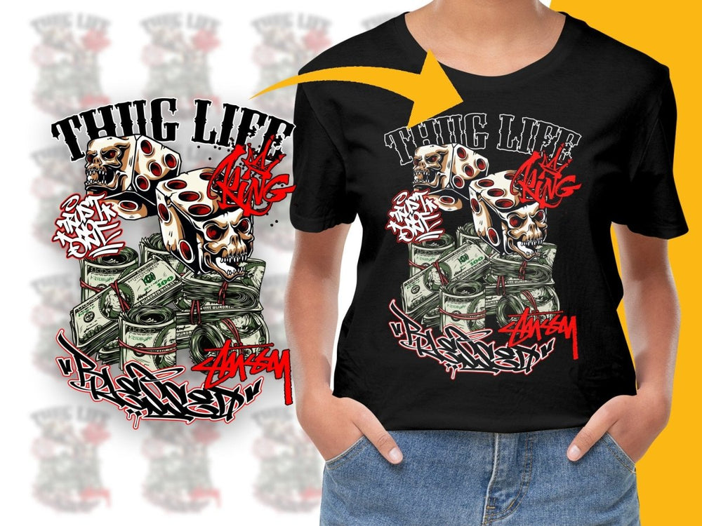 Thug Life Skull Dice Rolls Graffiti Art PNG File - Teepew