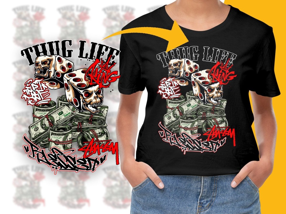 Thug Life Skull Dice Rolls Graffiti Art PNG File - Teepew