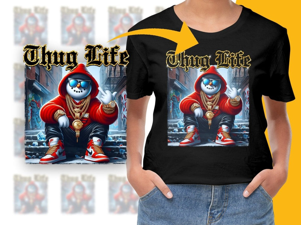 Thug Life Snowman with Chains and Street Background PNG File - Teepew