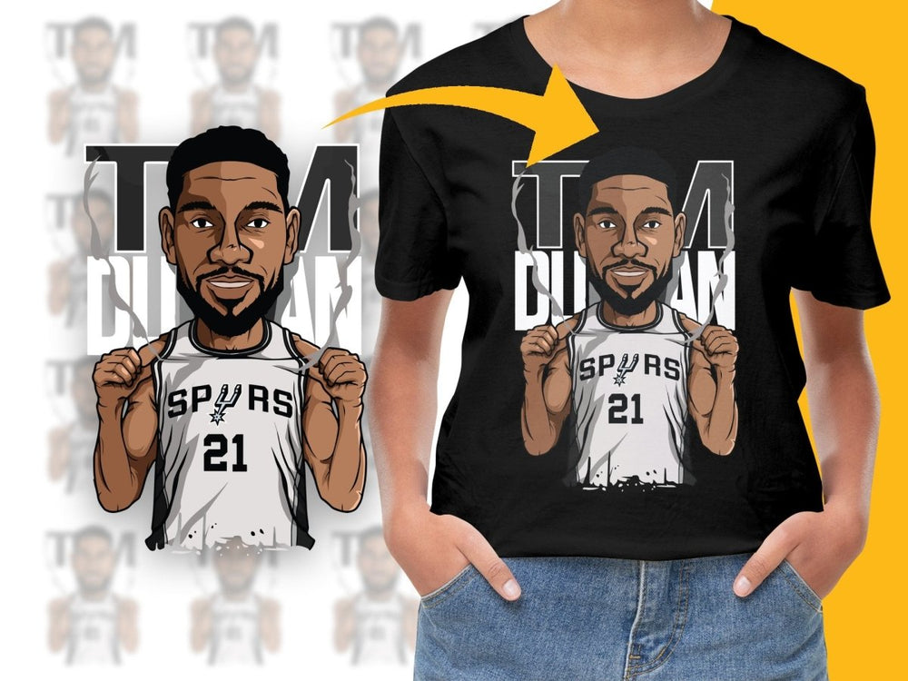 Tim Duncan Cartoon Basketball Player Spurs PNG File - Teepew