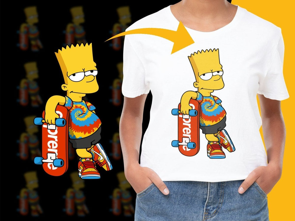 Trendy Skateboarding Bart Tie - Dye Graphic PNG File - Teepew