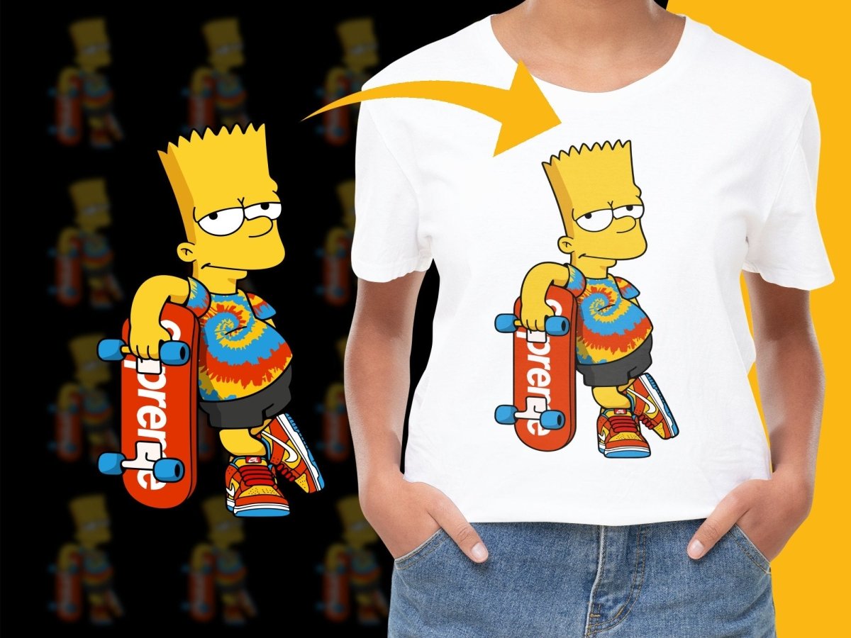 Trendy Skateboarding Bart Tie - Dye Graphic PNG File - Teepew