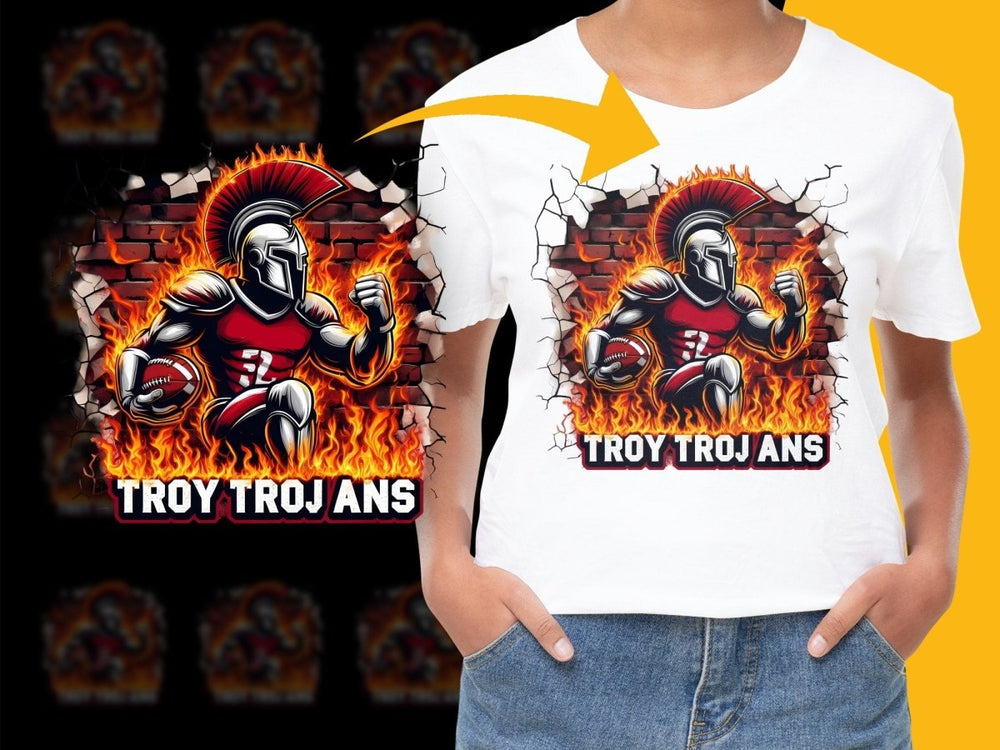 TROY TROJANS Fiery Spartan Warrior Graphic PNG File - Teepew