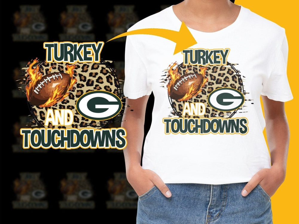Turkey Touchdowns Thanksgiving Green Bay Packers PNG File - Teepew